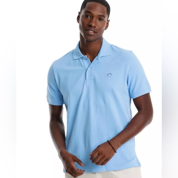 Southern Tide Light Blue Polo Shirt Embroidered Fish Logo - Picture 1 of 6